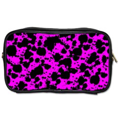 Black And Pink Leopard Style Paint Splash Funny Pattern Toiletries Bag (one Side) by yoursparklingshop