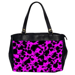 Black And Pink Leopard Style Paint Splash Funny Pattern Oversize Office Handbag (2 Sides) by yoursparklingshop