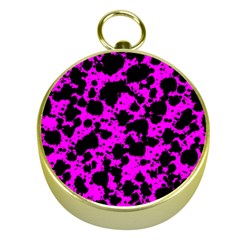 Black And Pink Leopard Style Paint Splash Funny Pattern Gold Compasses by yoursparklingshop