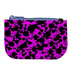 Black And Pink Leopard Style Paint Splash Funny Pattern Large Coin Purse by yoursparklingshop