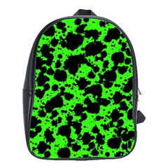 Black And Green Leopard Style Paint Splash Funny Pattern School Bag (large) by yoursparklingshop