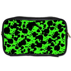 Black And Green Leopard Style Paint Splash Funny Pattern Toiletries Bag (one Side) by yoursparklingshop