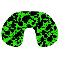 Black And Green Leopard Style Paint Splash Funny Pattern Travel Neck Pillows by yoursparklingshop