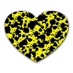 Black And Yellow Leopard Style Paint Splash Funny Pattern  Heart Mousepads by yoursparklingshop