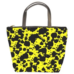 Black And Yellow Leopard Style Paint Splash Funny Pattern  Bucket Bag by yoursparklingshop