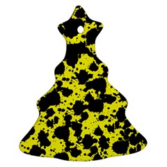 Black And Yellow Leopard Style Paint Splash Funny Pattern  Christmas Tree Ornament (two Sides) by yoursparklingshop