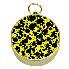 Black And Yellow Leopard Style Paint Splash Funny Pattern  Gold Compasses by yoursparklingshop
