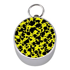 Black And Yellow Leopard Style Paint Splash Funny Pattern  Mini Silver Compasses by yoursparklingshop