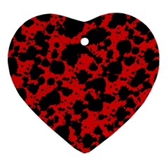 Black And Red Leopard Style Paint Splash Funny Pattern Heart Ornament (two Sides) by yoursparklingshop