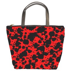 Black And Red Leopard Style Paint Splash Funny Pattern Bucket Bag by yoursparklingshop