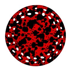 Black And Red Leopard Style Paint Splash Funny Pattern Ornament (round Filigree) by yoursparklingshop