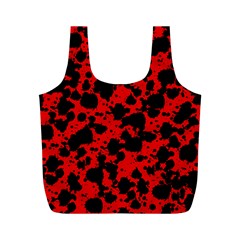 Black And Red Leopard Style Paint Splash Funny Pattern Full Print Recycle Bag (m) by yoursparklingshop