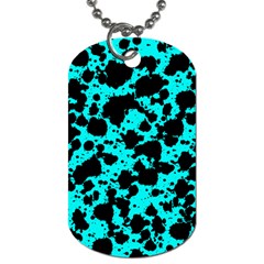 Bright Turquoise And Black Leopard Style Paint Splash Funny Pattern Dog Tag (two Sides) by yoursparklingshop