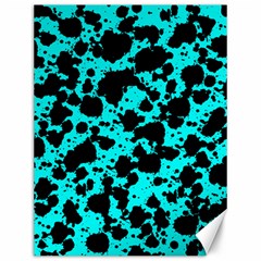 Bright Turquoise And Black Leopard Style Paint Splash Funny Pattern Canvas 12  X 16  by yoursparklingshop