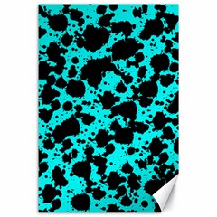 Bright Turquoise And Black Leopard Style Paint Splash Funny Pattern Canvas 24  X 36  by yoursparklingshop