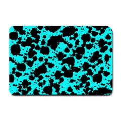 Bright Turquoise And Black Leopard Style Paint Splash Funny Pattern Small Doormat  by yoursparklingshop