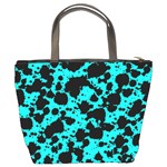 Bright Turquoise and Black Leopard Style Paint Splash Funny Pattern Bucket Bag Back