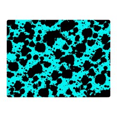 Bright Turquoise And Black Leopard Style Paint Splash Funny Pattern Double Sided Flano Blanket (mini)  by yoursparklingshop