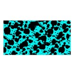 Bright Turquoise and Black Leopard Style Paint Splash Funny Pattern Satin Shawl Front