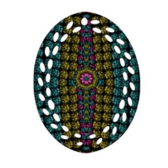Glass Balls And Flower Sunshine Oval Filigree Ornament (two Sides) by pepitasart