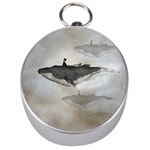 Awesome Fantasy Whale With Women In The Sky Silver Compasses Front