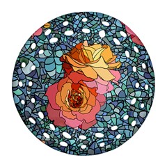 Pattern Rose Yellow Background Ornament (round Filigree)