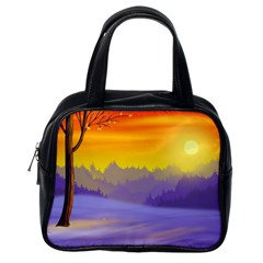 Vector Illustration Winter Sunset Classic Handbag (one Side) by Pakrebo