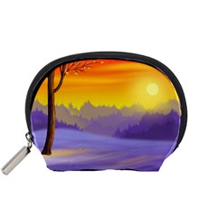 Vector Illustration Winter Sunset Accessory Pouch (small)