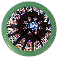 Rosette Stained Glass Window Church Color Wall Clock by Pakrebo