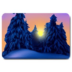 Illustration Vector Winter Sunset Large Doormat  by Pakrebo