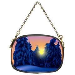 Illustration Vector Winter Sunset Chain Purse (one Side) by Pakrebo