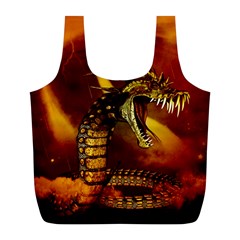 Awesome Dinosaur, Konda In The Night Full Print Recycle Bag (l) by FantasyWorld7