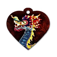 Dragon Lights Main Dragon Dog Tag Heart (one Side) by Riverwoman