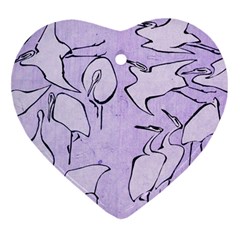 Katsushika Hokusai, Egrets From Quick Lessons In Simplified Drawing Heart Ornament (two Sides) by Valentinaart