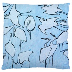 Katsushika Hokusai, Egrets From Quick Lessons In Simplified Drawing Large Cushion Case (one Side) by Valentinaart