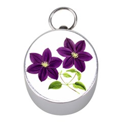 Purple Star Clematis - Vintage Design Mini Silver Compasses by WensdaiAmbrose