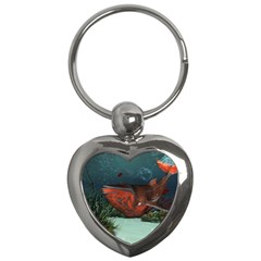 Awesome Mechanical Whale In The Deep Ocean Key Chains (heart)  by FantasyWorld7