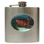 Awesome Mechanical Whale In The Deep Ocean Hip Flask (6 oz) Front