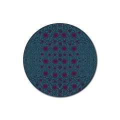 Lovely Ornate Hearts Of Love Rubber Round Coaster (4 Pack)  by pepitasart