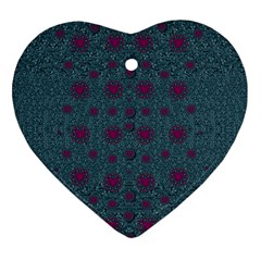 Lovely Ornate Hearts Of Love Heart Ornament (two Sides) by pepitasart