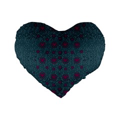 Lovely Ornate Hearts Of Love Standard 16  Premium Flano Heart Shape Cushions by pepitasart