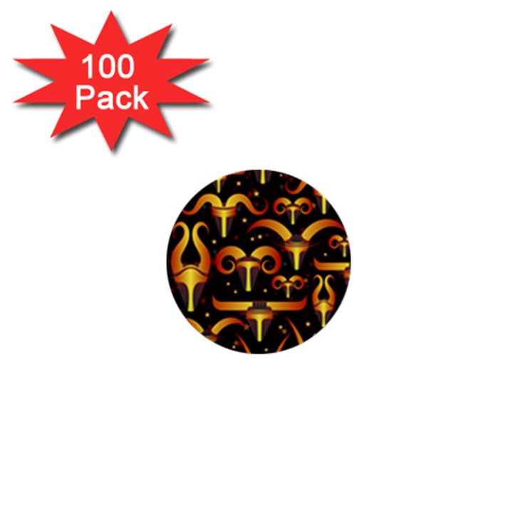 Stylised Horns Black Pattern 1  Mini Buttons (100 pack) 