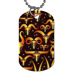 Stylised Horns Black Pattern Dog Tag (one Side) by HermanTelo
