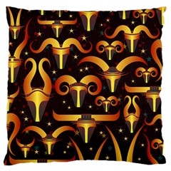 Stylised Horns Black Pattern Large Cushion Case (two Sides) by HermanTelo