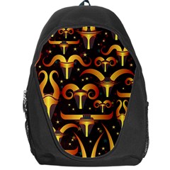 Stylised Horns Black Pattern Backpack Bag by HermanTelo