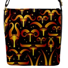 Stylised Horns Black Pattern Flap Closure Messenger Bag (s)