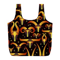 Stylised Horns Black Pattern Full Print Recycle Bag (l)
