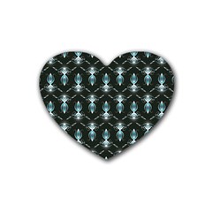 Seamless Pattern Background Black Rubber Coaster (heart)  by HermanTelo