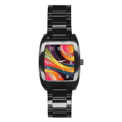 Abstract Colorful Background Wavy Stainless Steel Barrel Watch by HermanTelo