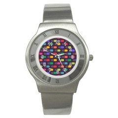 Background Colorful Geometric Stainless Steel Watch by HermanTelo